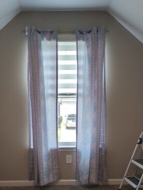 Sheer Medallion Curtain Panels in Aqua Green & Gray